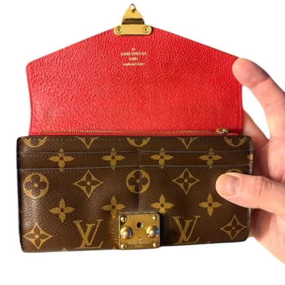 Full Inclusion Louis Vuitton Pallas Wallet Monogram & Cerise Red Leather - EUC - Picture 10 of 14